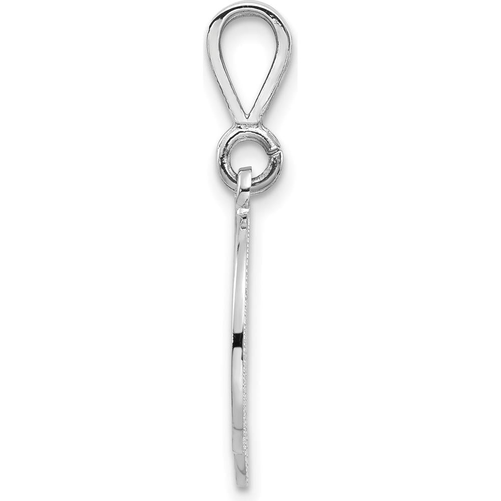 14K White Gold Solid Polished Script Filigree Letter D Initial Pendant - Rhodium Plated by Oro Pregiato