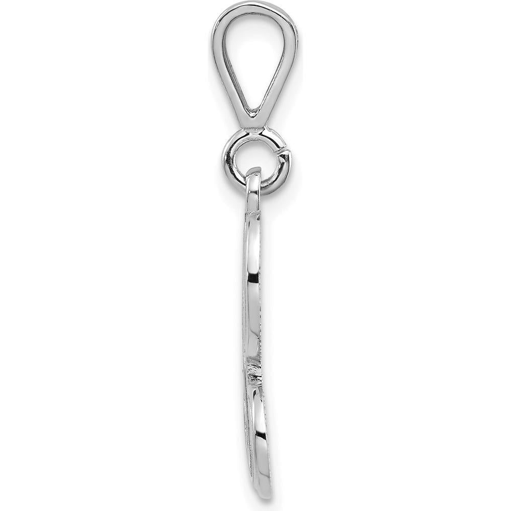 14K White Gold Solid Polished Script Filigree Letter H Pendant by Oro Pregiato
