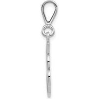 14K White Gold Solid Polished Script Filigree Letter "J" Initial Pendant with Rhodium Plating by Oro Pregiato