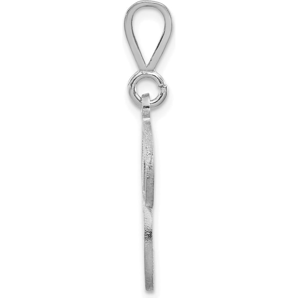 14K White Gold Solid Polished Script Filigree Letter P Initial Pendant by Oro Pregiato