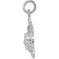 14K White Gold Solid Polished Turtle Charm Pendant - Open-Backed, 20mm Length by Oro Pregiato