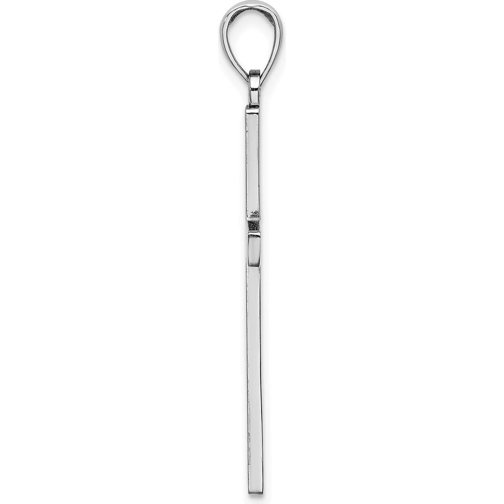 14K White Gold Solid Reversible Latin Cross Pendant - 38mm Length, Rhodium Plated by Oro Pregiato