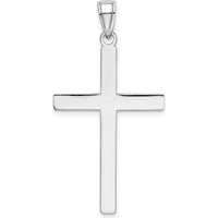 14K White Gold Solid Reversible Latin Cross Pendant - 38mm Length, Rhodium Plated by Oro Pregiato