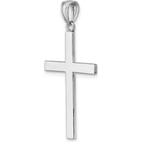 14K White Gold Solid Reversible Latin Cross Pendant - 38mm Length, Rhodium Plated by Oro Pregiato