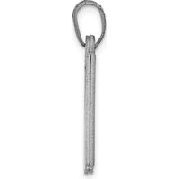 14K White Gold Solid Satin Chai Charm Pendant with Laser Design and Rhodium Plating - 22mm Length by Oro Pregiato