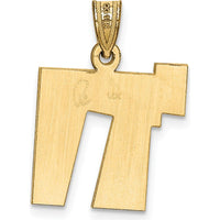 14K White Gold Solid Satin Chai Charm Pendant with Laser Design and Rhodium Plating - 22mm Length by Oro Pregiato