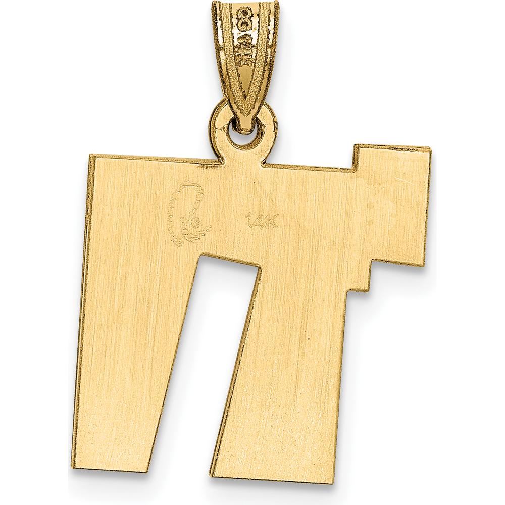 14K White Gold Solid Satin Chai Charm Pendant with Laser Design and Rhodium Plating - 22mm Length by Oro Pregiato