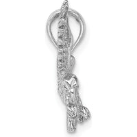14K White Gold Solid Textured Eagle Landing Charm - Majestic Bird Pendant by Oro Pregiato