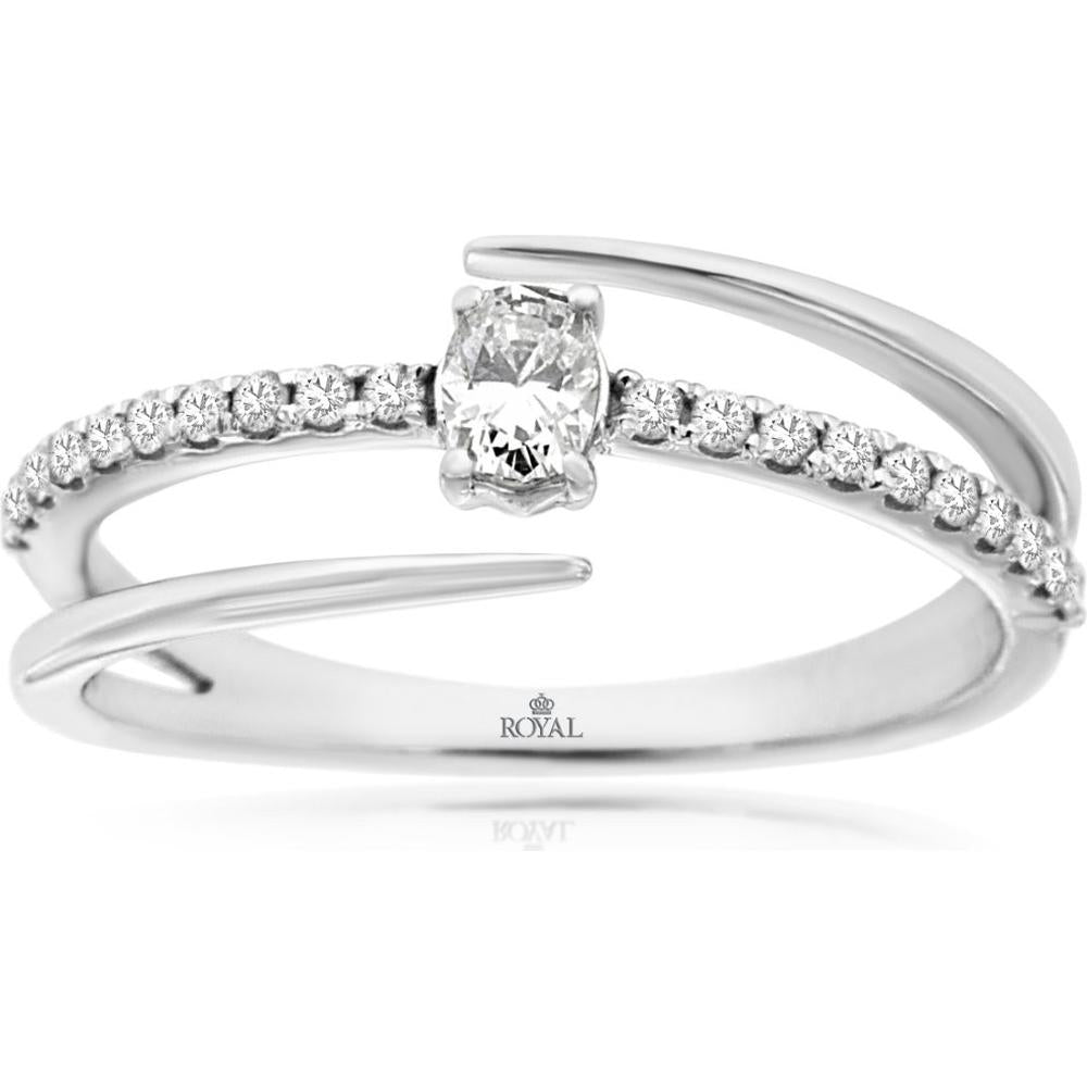 14K White Gold Solitaire Diamond Ring - 0.29 Carats Total Diamond Weight