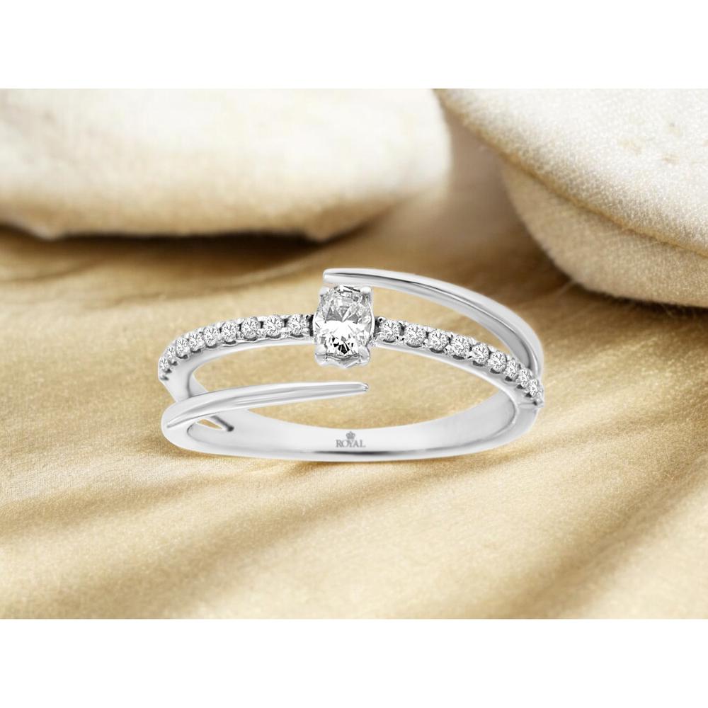 14K White Gold Solitaire Diamond Ring - 0.29 Carats Total Diamond Weight