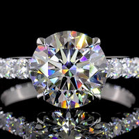 14K White Gold Solitaire Diamond Shank Ring with 3.00 Carat Round Brilliant Cut Lab Diamond Center and 1.00 Carat Accent Lab Diamonds - 4.00 Carat Total Diamond Weight, IGI Certified E VVS2 - Covaloro Fine Jewelry