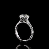 14K White Gold Solitaire Diamond Shank Ring with 3.00 Carat Round Brilliant Cut Lab Diamond Center and 1.00 Carat Accent Lab Diamonds - 4.00 Carat Total Diamond Weight, IGI Certified E VVS2 - Covaloro Fine Jewelry