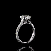 14K White Gold Solitaire Diamond Shank Ring with 3.00 Carat Round Brilliant Cut Lab Diamond Center and 1.00 Carat Accent Lab Diamonds - 4.00 Carat Total Diamond Weight, IGI Certified E VVS2 - Covaloro Fine Jewelry
