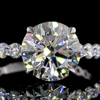 14K White Gold Solitaire Diamond Shank Ring with 3.01 Carat Round Brilliant Lab Diamond Center and 0.91 Carat Diamond Band - 3.92 Carat Total Diamond Weight - Covaloro Fine Jewelry