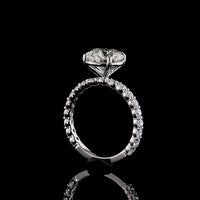 14K White Gold Solitaire Diamond Shank Ring with 3.01 Carat Round Brilliant Lab Diamond Center and 0.91 Carat Diamond Band - 3.92 Carat Total Diamond Weight - Covaloro Fine Jewelry