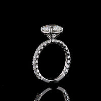 14K White Gold Solitaire Diamond Shank Ring with 3.01 Carat Round Brilliant Lab Diamond Center and 0.91 Carat Diamond Band - 3.92 Carat Total Diamond Weight - Covaloro Fine Jewelry