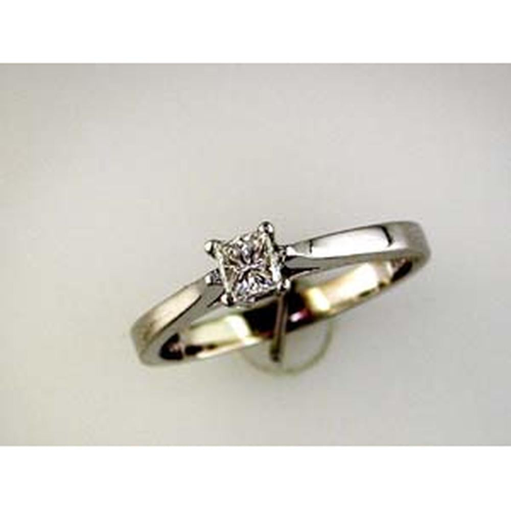 14K White Gold Solitaire Engagement Ring with 0.50 Carat Princess Cut Diamond in a Classic Four-Prong Setting - Royal Jewelry