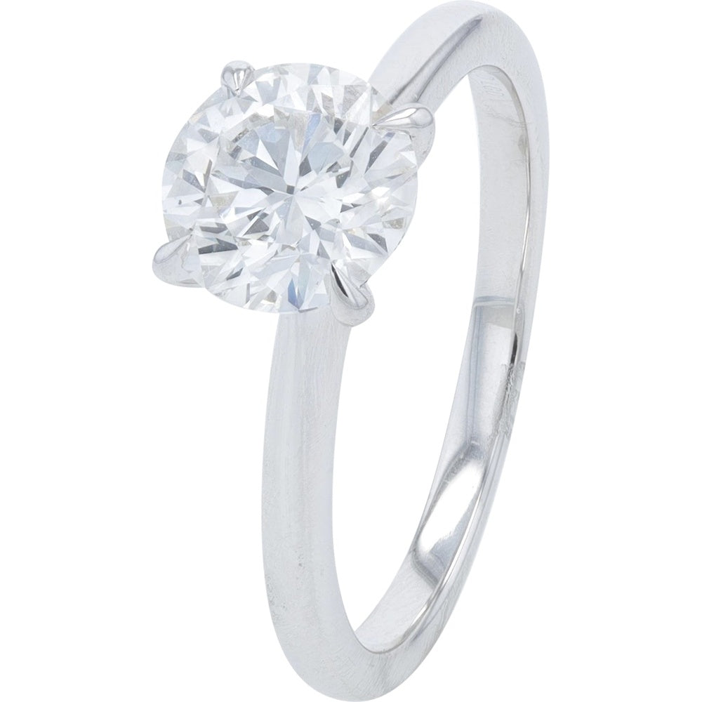 14K White Gold Solitaire Engagement Ring with 1.50 Carat Total Weight Lab Grown Diamond in Classic Four-Prong Setting
