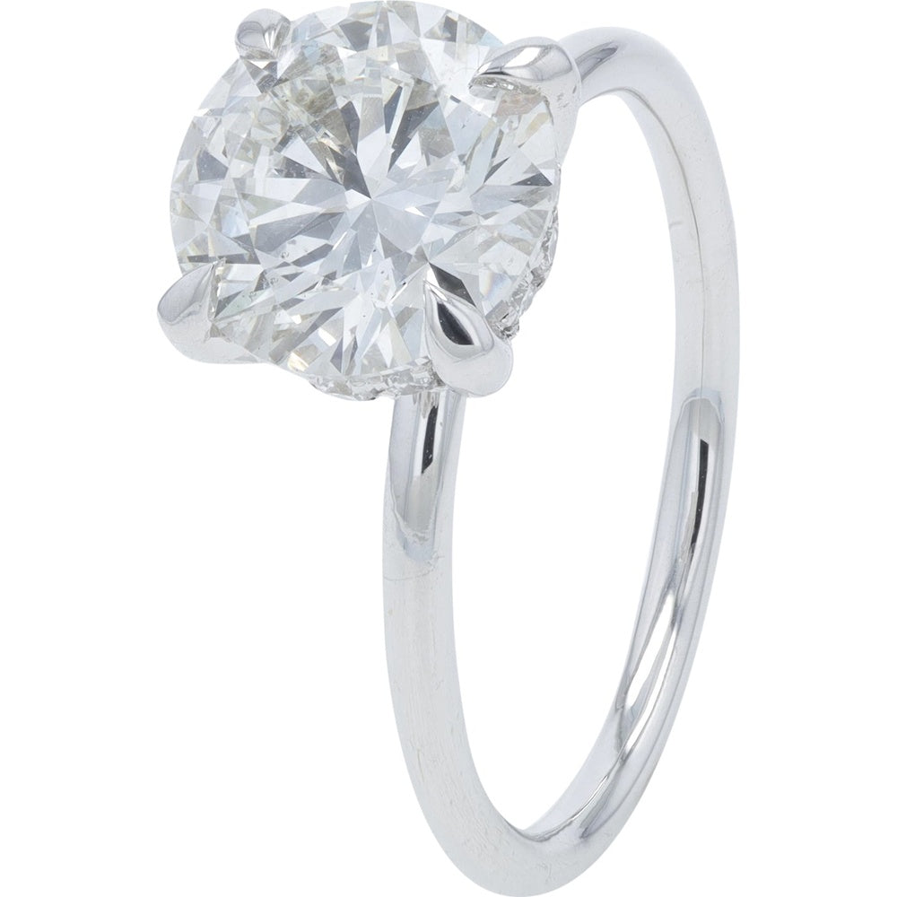 14K White Gold Solitaire Engagement Ring with 2.50 Carat Total Weight Lab Grown Round Diamond - 2.40 Carat Center Stone