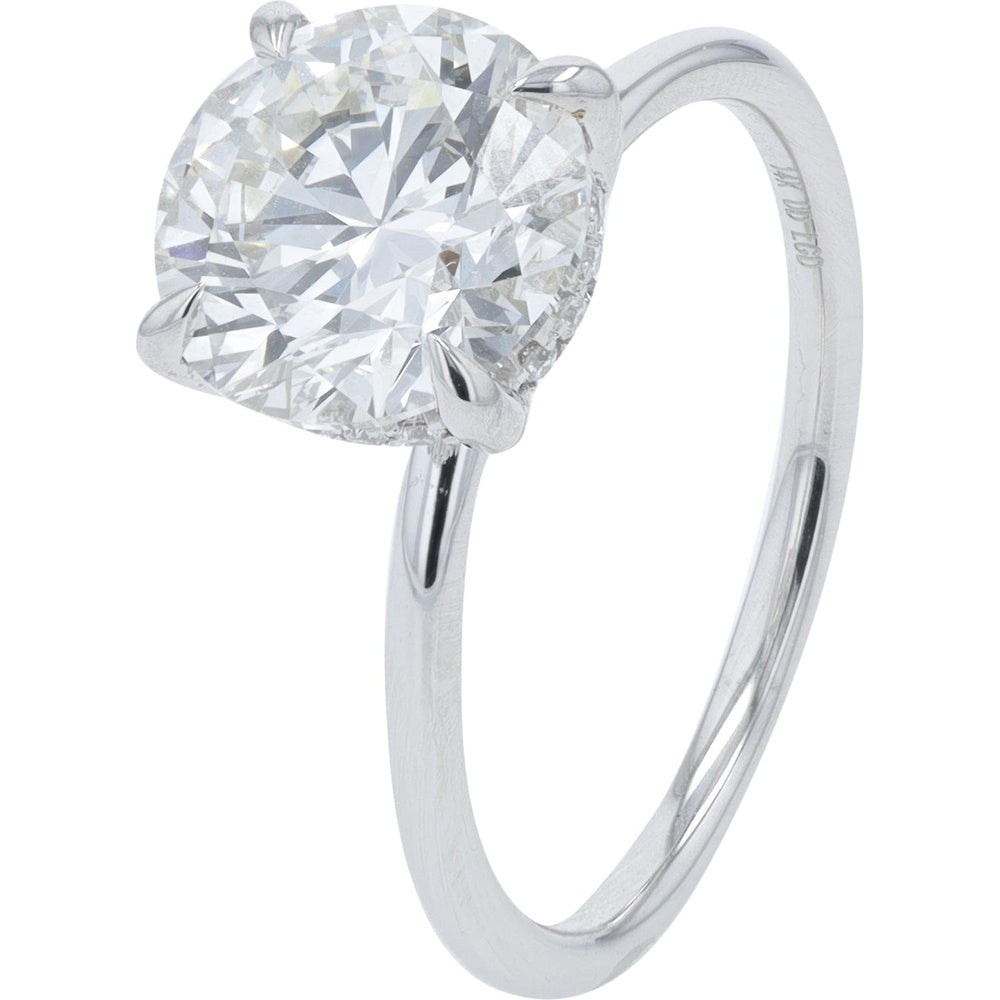 14K White Gold Solitaire Engagement Ring with 2.70 Carat Total Weight Lab Grown Round Brilliant Diamond - G/H Color, VS Clarity