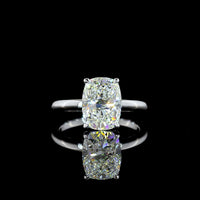 14K White Gold Solitaire Engagement Ring with 3.00 Carat Cushion Brilliant Lab Diamond - E-F VS1 IGI Certified - Covaloro Fine Jewelry