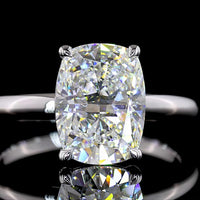 14K White Gold Solitaire Engagement Ring with 3.00 Carat Cushion Brilliant Lab Diamond - E-F VS1 IGI Certified - Covaloro Fine Jewelry