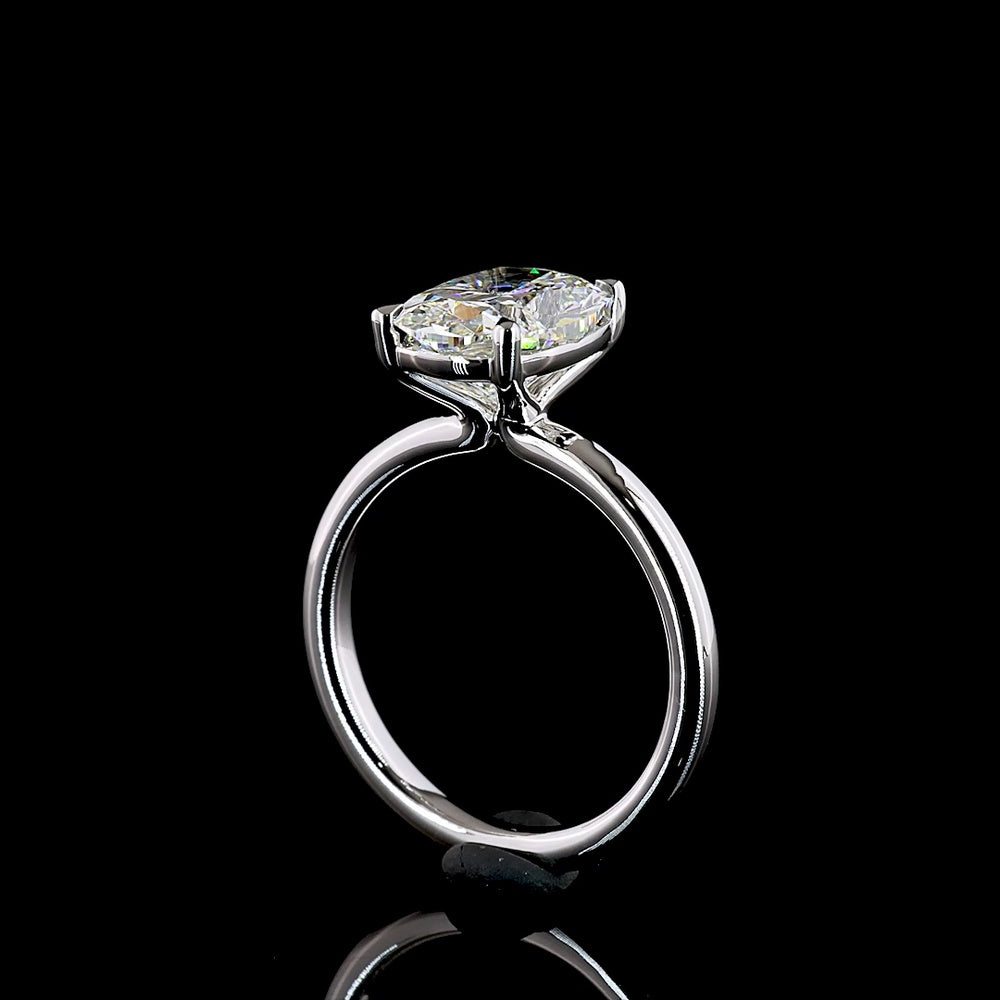 14K White Gold Solitaire Engagement Ring with 3.00 Carat Cushion Brilliant Lab Diamond - E-F VS1 IGI Certified - Covaloro Fine Jewelry
