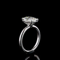 14K White Gold Solitaire Engagement Ring with 3.00 Carat Cushion Brilliant Lab Diamond - E-F VS1 IGI Certified - Covaloro Fine Jewelry