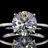 14K White Gold Solitaire Engagement Ring with 3.02 Carat Round Brilliant Lab Diamond - E VVS2 IGI Certified Quality - Covaloro Fine Jewelry