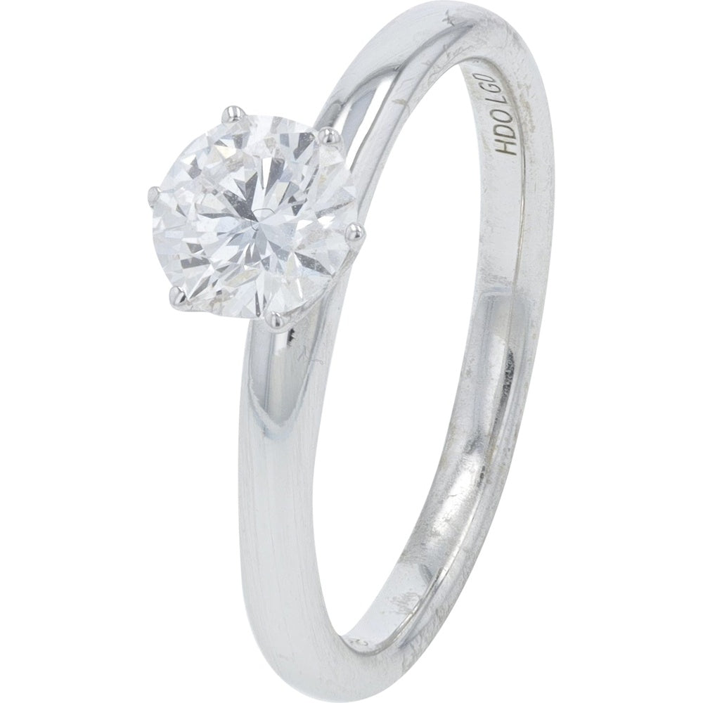 14K White Gold Solitaire Engagement Ring with 4-Prong Set Round Lab Grown Diamond - 0.75 Carat Total Diamond Weight