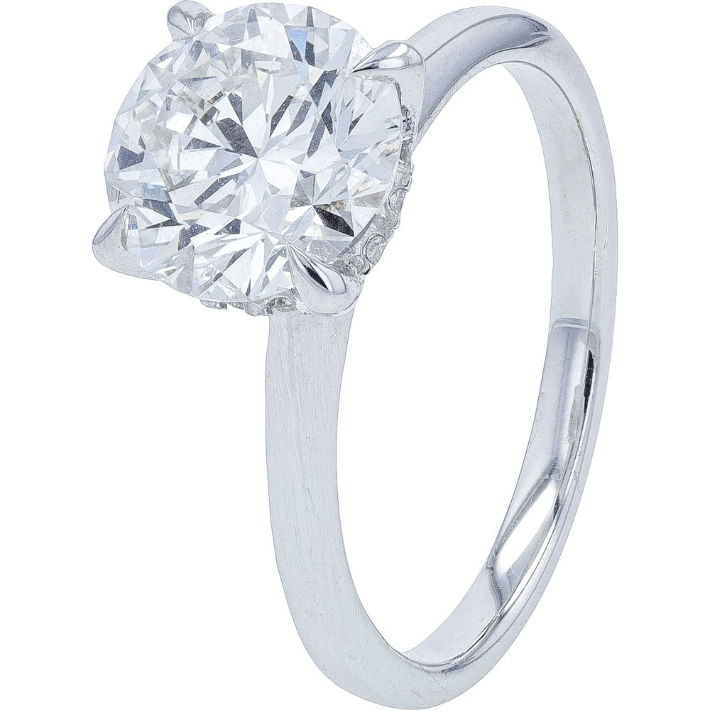 14K White Gold Solitaire Engagement Ring with 4-Prong Set Round Lab Grown Diamond - 2.45 Carat Total Diamond Weight