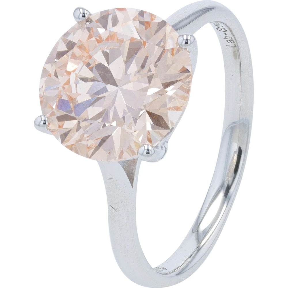 14K White Gold Solitaire Engagement Ring with 4-Prong Set Round Lab-Grown Diamond - 4.00 Carat Total Diamond Weight