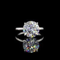 14K White Gold Solitaire Engagement Ring with 5.15 Carat Round Brilliant Cut Lab Diamond - D VVS2 Clarity, IGI Certified - Covaloro Fine Jewelry