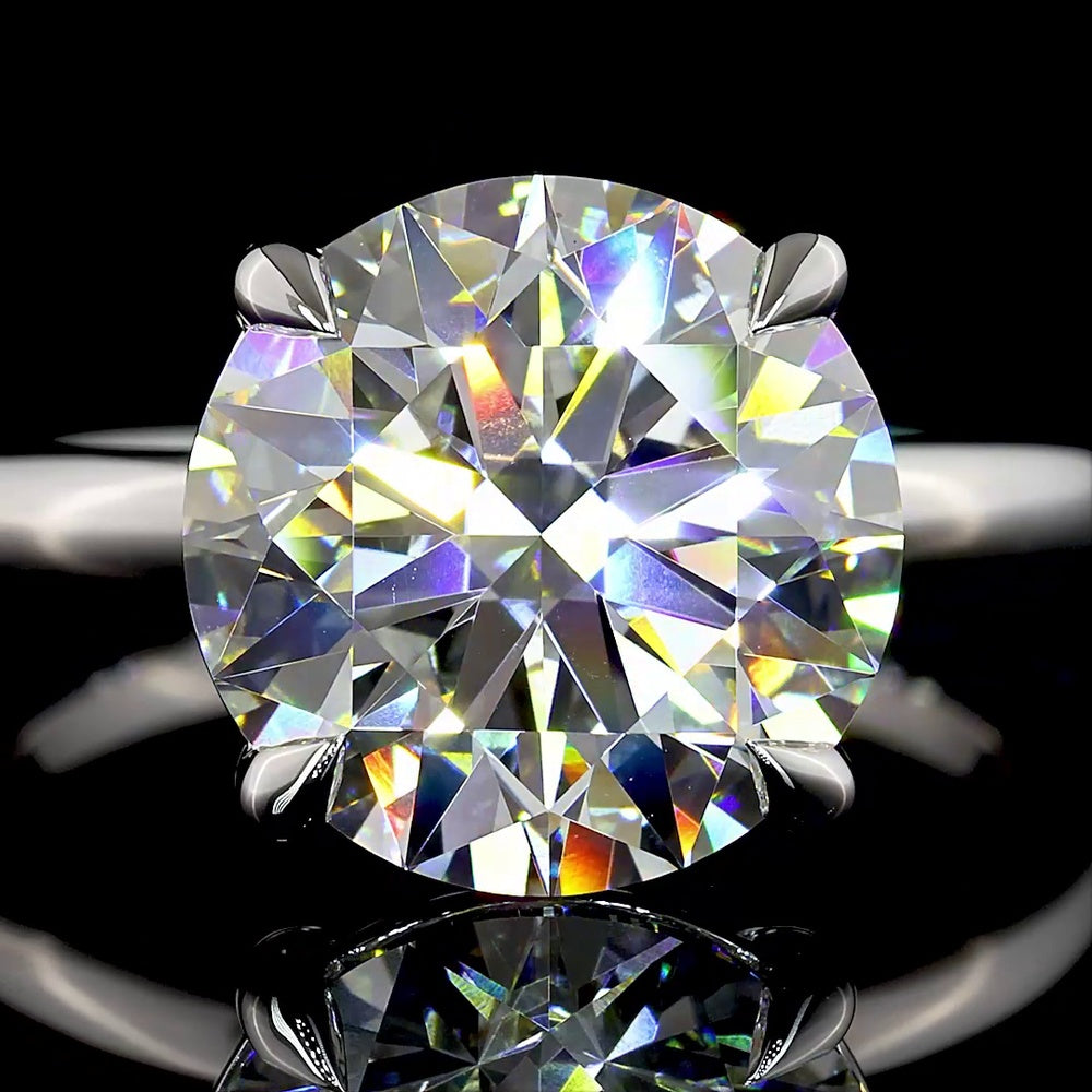 14K White Gold Solitaire Engagement Ring with 5.15 Carat Round Brilliant Cut Lab Diamond - D VVS2 Clarity, IGI Certified - Covaloro Fine Jewelry