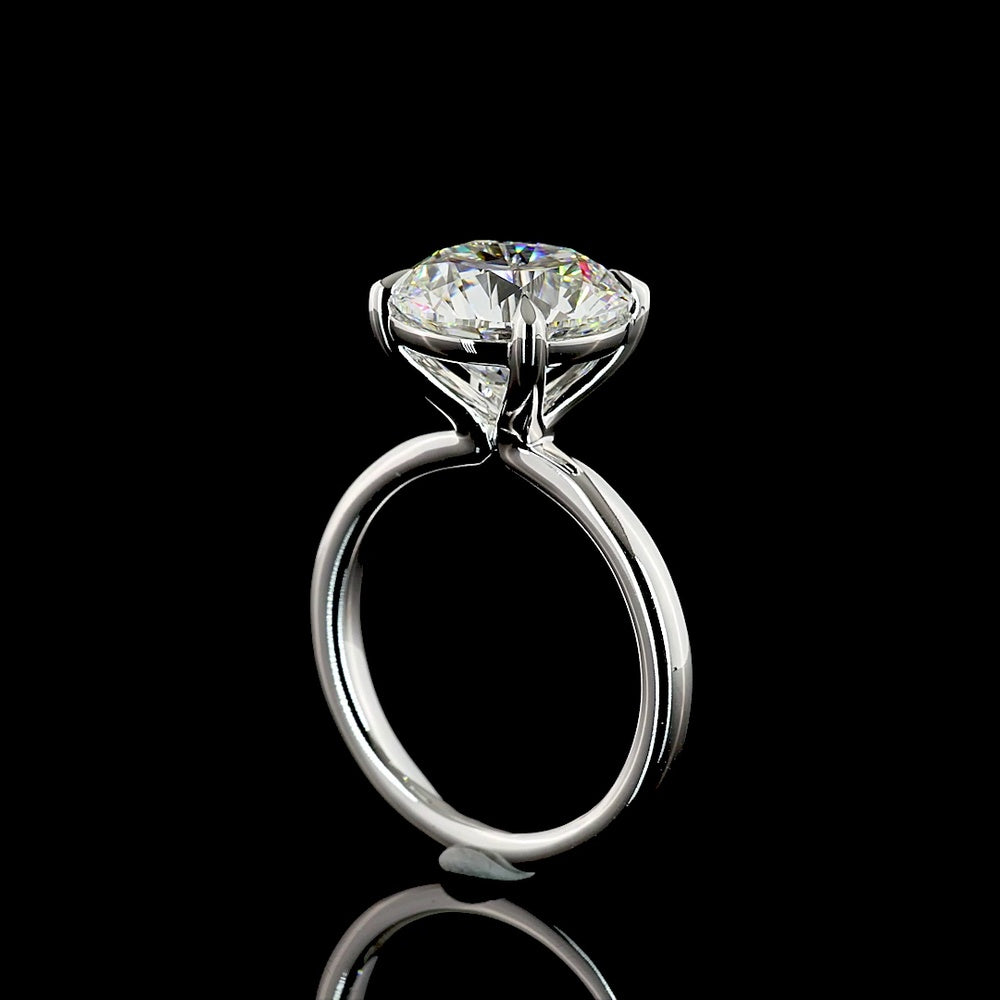 14K White Gold Solitaire Engagement Ring with 5.15 Carat Round Brilliant Cut Lab Diamond - D VVS2 Clarity, IGI Certified - Covaloro Fine Jewelry