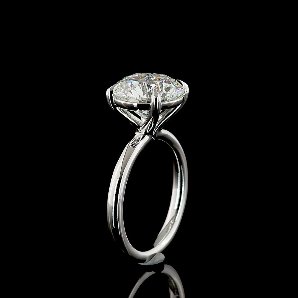 14K White Gold Solitaire Engagement Ring with 5.15 Carat Round Brilliant Cut Lab Diamond - D VVS2 Clarity, IGI Certified - Covaloro Fine Jewelry