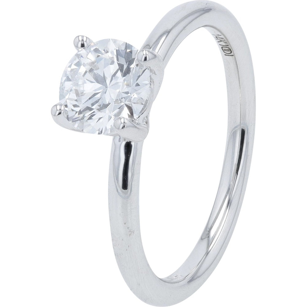 14K White Gold Solitaire Engagement Ring with Four-Prong Set Round Lab Grown Diamond - 1.00 Carat Total Weight