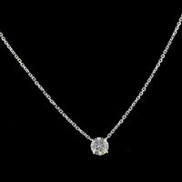 14K White Gold Solitaire Pendant with 0.49 Carat Round Brilliant Cut Lab Diamond - E-F Color VS1 Clarity - Covaloro Fine Jewelry