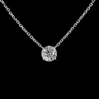 14K White Gold Solitaire Pendant with 0.49 Carat Round Brilliant Cut Lab Diamond - E-F Color VS1 Clarity - Covaloro Fine Jewelry