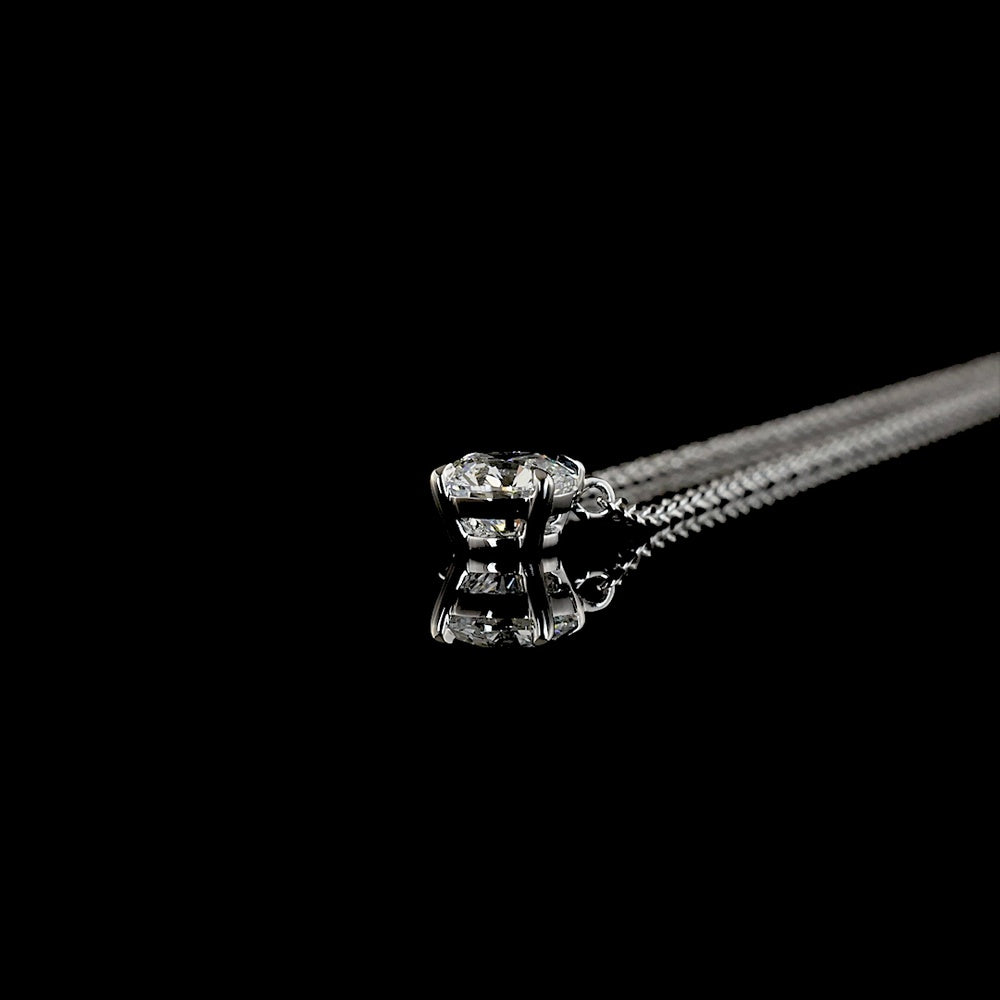 14K White Gold Solitaire Pendant with 0.49 Carat Round Brilliant Cut Lab Diamond - E-F Color VS1 Clarity - Covaloro Fine Jewelry