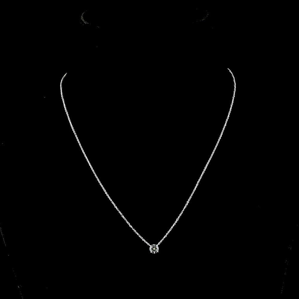 14K White Gold Solitaire Pendant with 0.49 Carat Round Brilliant Cut Lab Diamond - E-F Color VS1 Clarity - Covaloro Fine Jewelry