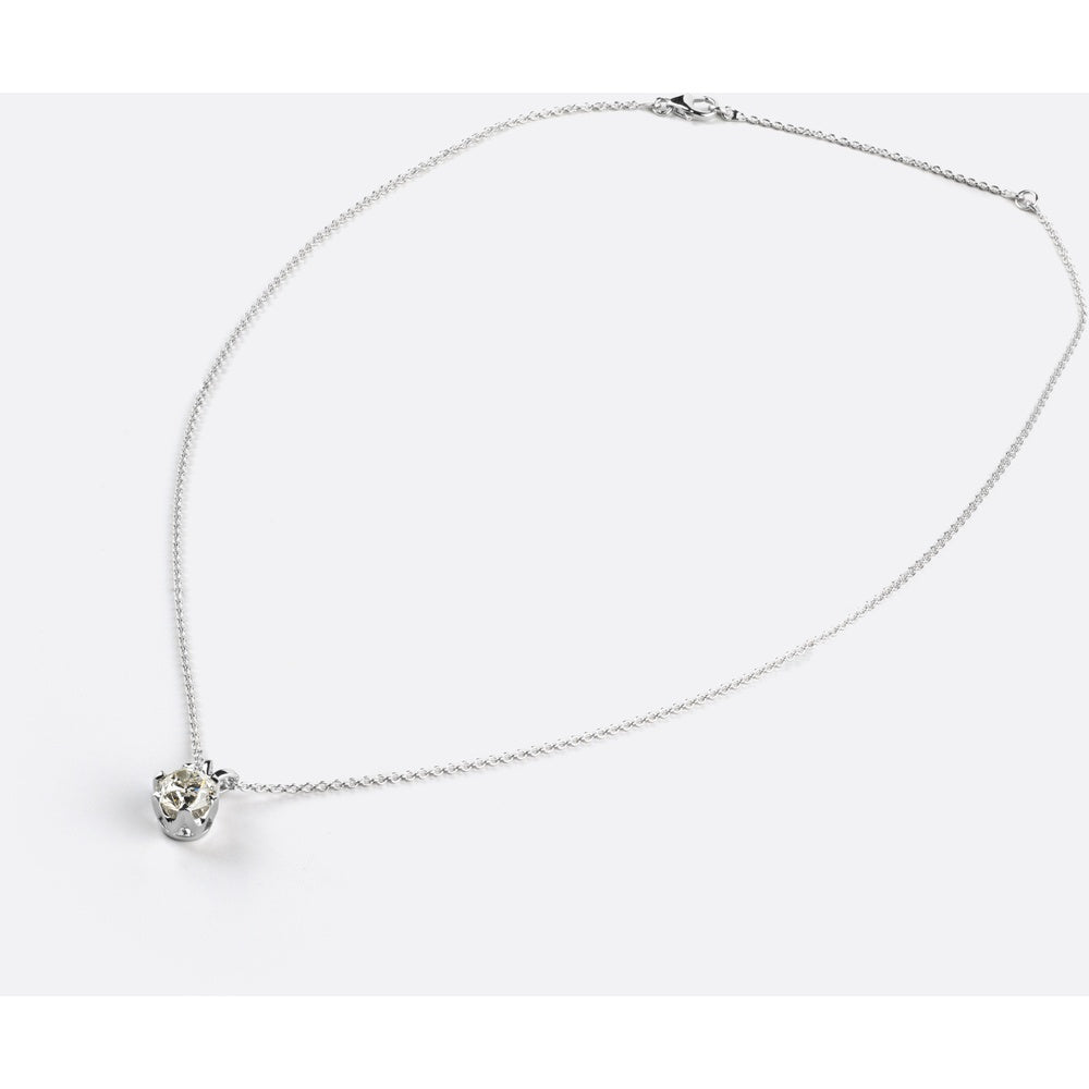 14K White Gold Solitaire Pendant with 1.05 Carat Old European Cut Lab Diamond - D VS2 Quality - Covaloro Fine Jewelry