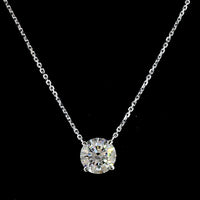 14K White Gold Solitaire Pendant with 1.90 Carat Round Brilliant Cut Lab Grown Diamond - E-F Color VS1 Clarity - Covaloro Fine Jewelry