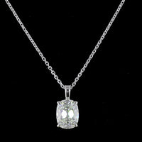 14K White Gold Solitaire Pendant with Antique Cushion Cut Lab Diamond - 1.58 Carat, G Color, VS1 Clarity - Covaloro Fine Jewelry
