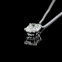 14K White Gold Solitaire Pendant with Antique Cushion Cut Lab Diamond - 1.58 Carat, G Color, VS1 Clarity - Covaloro Fine Jewelry