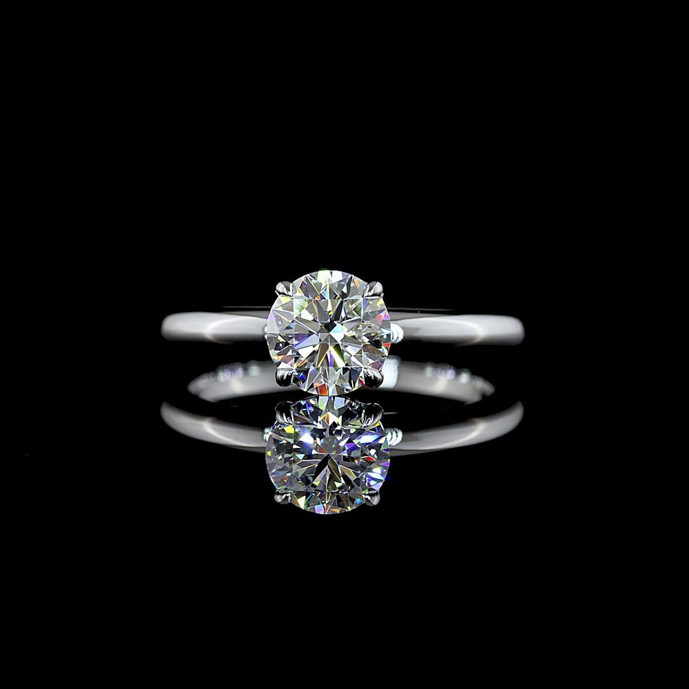 14K White Gold Solitaire Ring with 1.02 Carat Round Brilliant Cut Lab Grown Diamond - E-F Color, VS1 Clarity - Covaloro Fine Jewelry