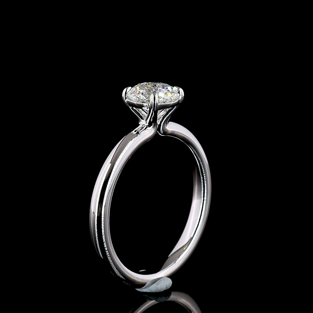 14K White Gold Solitaire Ring with 1.02 Carat Round Brilliant Cut Lab Grown Diamond - E-F Color, VS1 Clarity - Covaloro Fine Jewelry