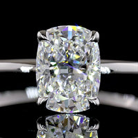 14K White Gold Solitaire Ring with 1.07 Carat Cushion Brilliant Lab Diamond - E-F Color VVS2 Clarity with IGI Certification - Covaloro Fine Jewelry