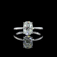 14K White Gold Solitaire Ring with 1.45 Carat Cushion Brilliant Cut Lab Diamond - D VVS2 Clarity IGI Certified - Covaloro Fine Jewelry