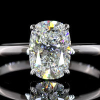 14K White Gold Solitaire Ring with 1.45 Carat Cushion Brilliant Cut Lab Diamond - D VVS2 Clarity IGI Certified - Covaloro Fine Jewelry